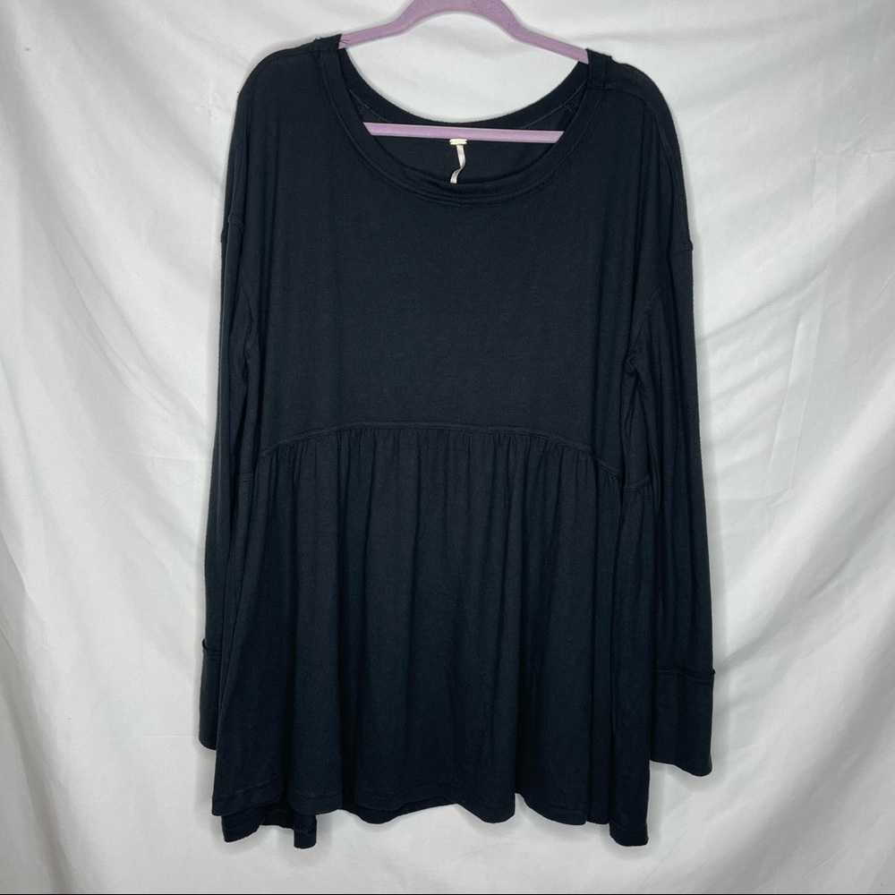 Free People Black Babydoll Tunic Top Size XL